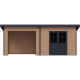 Casetta da giardino + terrazza con tetto monofalda in legno composito 28 mm effetto legno 15 m² PREMIUM - Woodlife Garden