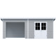 Casetta da giardino + terrazza con tetto a falda unica in legno composito grigio chiaro da 28 mm 15m² PREMIUM - Woodlife Garden