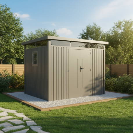 Casetta da giardino in acciaio zincato Kosto 6,76m² + kit di ancoraggio - X-Metal
