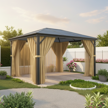 Pergola 300x395cm in alluminio antracite e policarbonato X-METAL