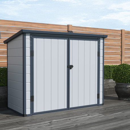 Box da giardino in resina - copri-pattumiera grigio chiaro 1,79m² JOBU