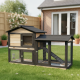 Gabbia in legno FSC termotrattato con recinto 147x53x92 cm per 4 conigli o roditori - Shelty Pet