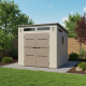 Casetta da giardino Sunlife in HDPE 6,5 ​​m² a pendenza singola crema e marrone + pavimento - JOBU