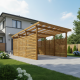 Tettoia per auto in legno trattato e verniciato 17 m² con pareti laterali + tetto in policarbonato da 6 mm - Gardy Shelter