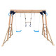 Struttura gioco in legno termotrattato QUOKKA con 2 altalene, 1 trapezio e 2 scale - Abracadaprout
