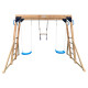 Struttura gioco in legno termotrattato QUOKKA con 2 altalene, 1 trapezio e 2 scale - Abracadaprout