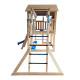 Parco giochi in legno termotrattato BUFFALO con 2 altalene, 1 trapezio e 1 scivolo - Abracadaprout