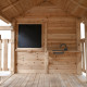 Parco giochi in legno termotrattato BUFFALO con 2 altalene, 1 trapezio e 1 scivolo - Abracadaprout