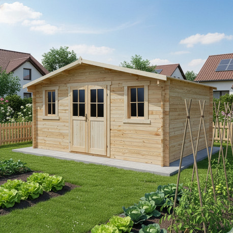 Casetta in legno massello 16m² PLUS - listoni 28mm Gardy Shelter