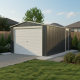 Garage in metallo 19,52m² PLUS antracite porta sezionale + set di montaggio X-METAL