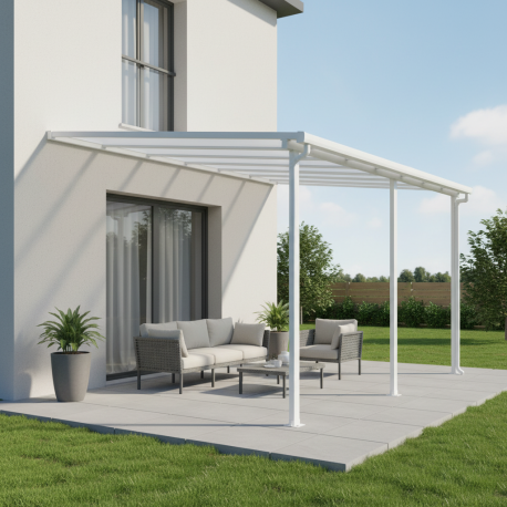 Pergola addossata regolabile - pergola in alluminio laccato bianco 400x434cm - X-METAL