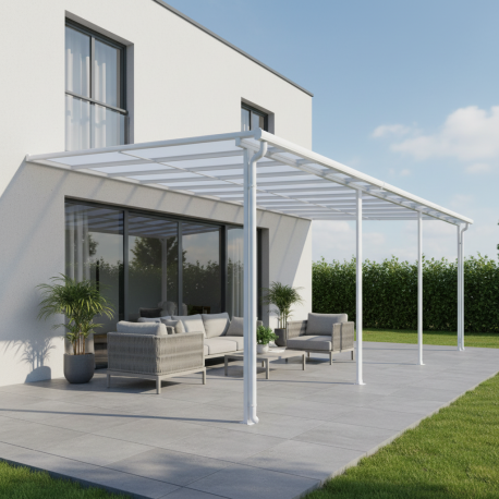 Pergola addossata regolabile - pergola in alluminio bianco 400x985cm - X-METAL