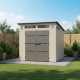 Casetta da giardino Sunlife HDPE 6,5 ​​m² a pendenza singola crema e grigio + pavimento - JOBU
