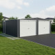 Doppio garage 637x513cm in acciaio zincato grigio antracite con porte avvolgibili - X-METAL