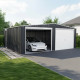 Doppio garage 637x513cm in acciaio zincato grigio antracite con porte avvolgibili - X-METAL