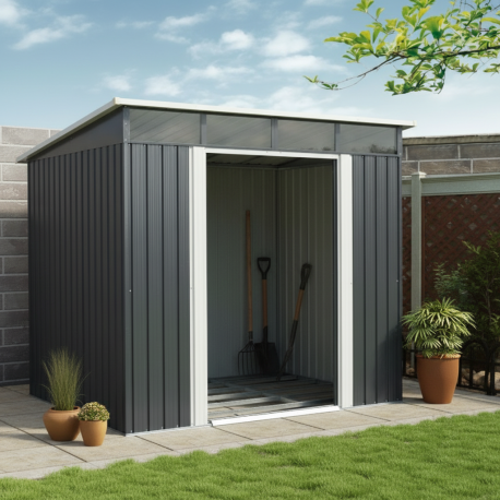 Casetta in lamiera 5,64m² Skylight antracite + set di montaggio X-METAL