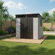 Casetta da giardino in resina spazzolata DICKINS Skylight 4m² grigio e nero + pavimento - JOBU