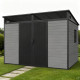 Casetta da giardino in resina spazzolata DICKINS Skylight 6,05 m² grigio e nero + pavimento - JOBU
