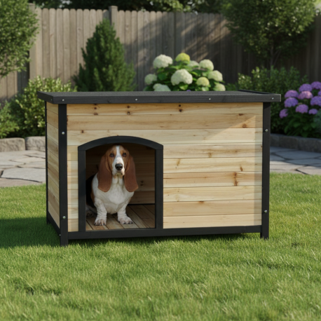 Cuccia in legno termotrattato FSC 104x66x70cm per cani di taglia media - Shelty Pet