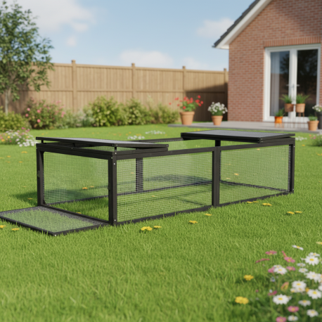Gabbia in legno FSC e rete regolabile 180x90cm - Shelty Pet