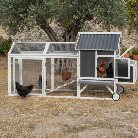 Pollaio in legno termotrattato FSC 224x81x107cm con tetto in PVC per 4-6 polli – Shelty Pet
