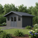 Casetta da giardino in legno composito grigio scuro da 28 mm con telaio antracite 14,75 m² PREMIUM - Woodlife Garden