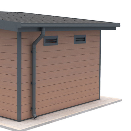 Kit grondaia antracite - pronto per l'installazione per casetta PREMIUM Woodlife Garden con terrazza lunga 4,7 m