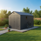Casetta da giardino in resina antracite 8.90m² + kit di fondazione - JOBU