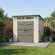 Casetta da giardino Sunlife HDPE 6,5 ​​m² a pendenza singola crema e grigio + pavimento - JOBU