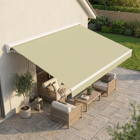 Tenda da sole ad apertura manuale 295x200 cm DECO in tessuto poliestere beige - X-METAL