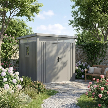 Casetta da giardino in acciaio zincato Kosto 5,29m² + kit di ancoraggio - X-Metal