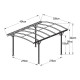 Tettoia per auto in alluminio antracite 3x4,34m e policarbonato 6mm X-METAL