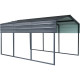 Tettoia per auto con tetto in acciaio zincato, 13,5m² - 305x451cm - colore antracite – X-METAL