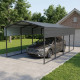 Tettoia per auto con tetto in acciaio zincato, 22m² - 366x596cm - colore antracite – X-METAL