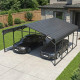 Tettoia per auto con tetto in acciaio zincato, 38m² - 597x636cm - colore antracite – X-METAL
