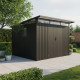 Casetta da giardino Kosto in acciaio zincato monofalda grigio scuro 7,56 m² + kit di ancoraggio - X-Metal