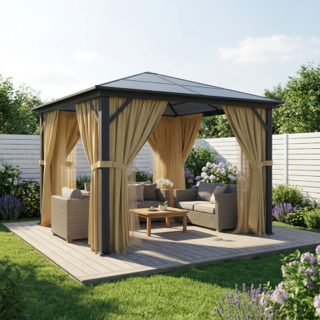 Pergola 300x300cm in alluminio antracite e policarbonato - X-METAL