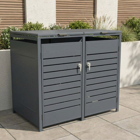Copertura per cassonetti in acciaio zincato antracite per 2 contenitori da 240 l - X-METAL
