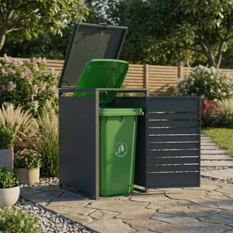 Copertura per cassonetti in acciaio zincato antracite per pattumiera da 240 l - X-METAL