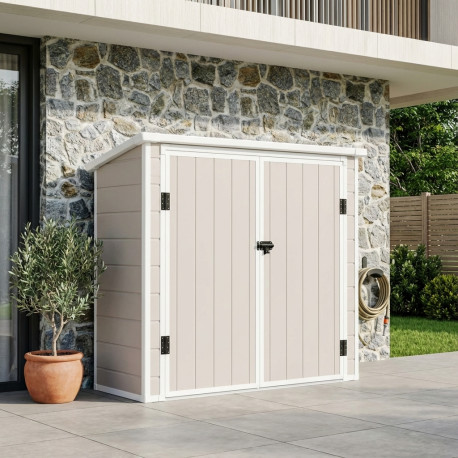 Box da giardino in resina - copri-pattumiera beige 1,79m² JOBU