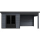 Casetta da giardino monofalda in composito con telaio in alluminio grigio scuro, 7,8 m² + terrazza 7,8 m² - Woodlife Garden