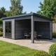 Casetta da giardino monofalda in composito con telaio in alluminio grigio scuro, 7,8 m² + terrazza 7,8 m² - Woodlife Garden
