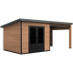 Casetta da giardino monofalda in composito con telaio in alluminio effetto legno, 7,8 m² + terrazza 7,8 m² - Woodlife Garden