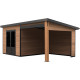 Casetta da giardino monofalda in composito con telaio in alluminio effetto legno, 7,8 m² + terrazza 7,8 m² - Woodlife Garden