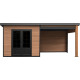 Casetta da giardino monofalda in composito con telaio in alluminio effetto legno, 7,8 m² + terrazza 7,8 m² - Woodlife Garden
