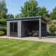Casetta da giardino monofalda in composito con telaio in alluminio grigio scuro, 7,8 m² + terrazza 7,8 m² - Woodlife Garden