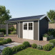 Casetta da giardino + terrazza in legno composito 28mm antracite 15m² PREMIUM - Woodlife Garden