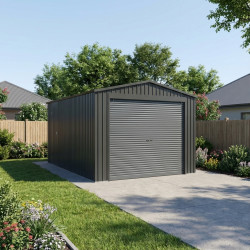 Garage in metallo antracite 15,14 m² porta avvolgibile antracite + kit di ancoraggio X-METAL
