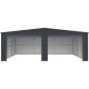 Garage doppio 637x513cm in acciaio zincato grigio antracite con porte avvolgibili antracite - X-METAL