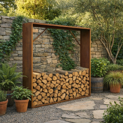 Legnaia in acciaio Corten 180x180cm - X-metal